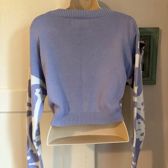 Hollister Floral Lavender Knit Sweater Cropped Top - Picture 5 of 7